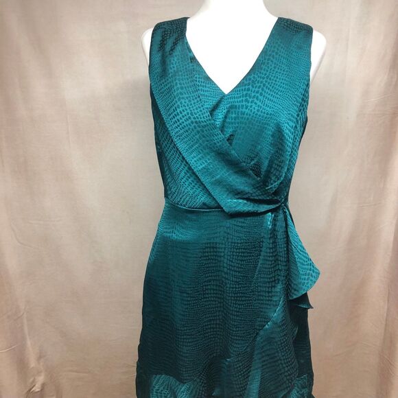 Nine West women's Sleeveless Wrap Mini Dress size M Brazilian teal - Picture 4 of 12